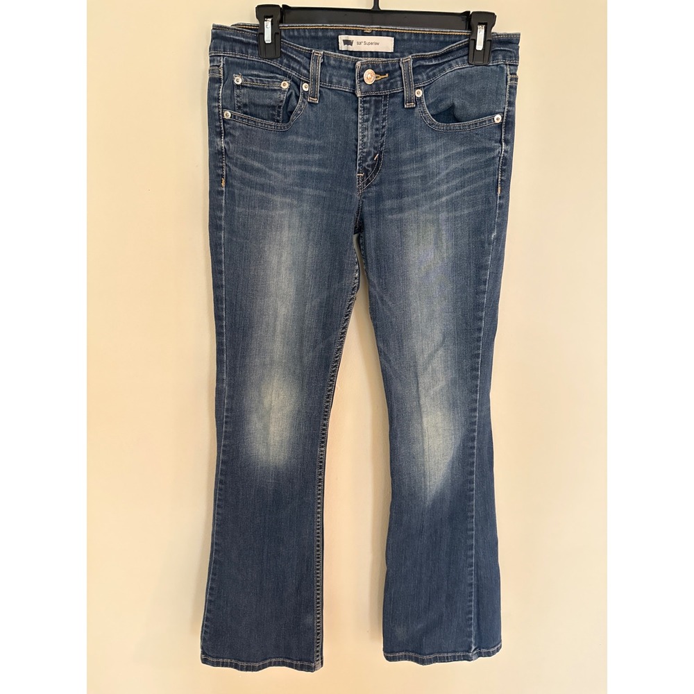 Levis 518 Superlow Bootcut Jeans Medium Wash Low Rise 7M W28 L32 11518-0092